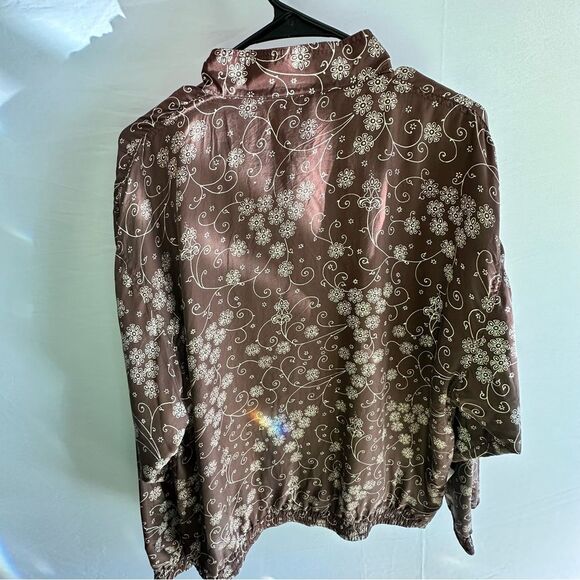 Vintage Outbrook Brown Floral Zip-Up Jacket - Picture 5 of 5